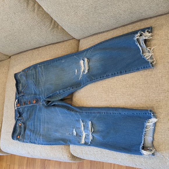 Madewell Cali Demi-Boot Button Fly Distressed 29" Waist - Picture 1 of 13